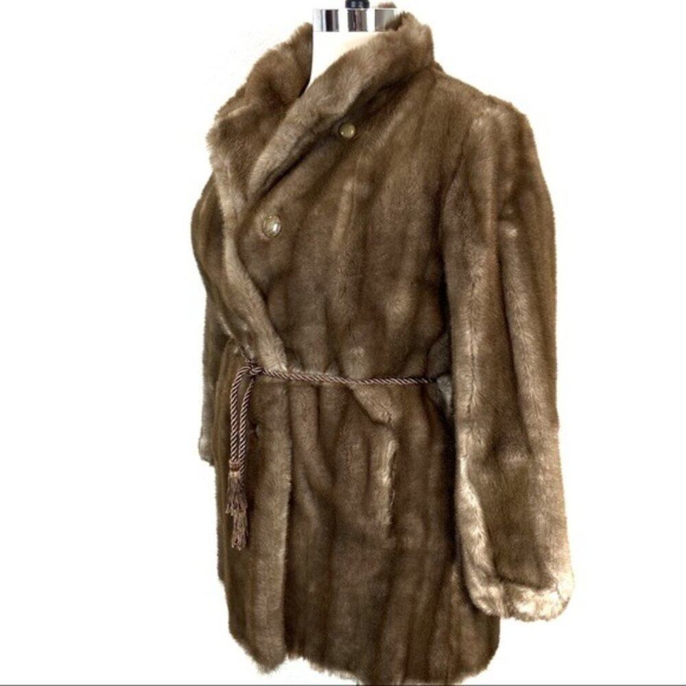 Faux Fur Coat Retro Secretary Chic Career Originals Vintage 70s Size 14 Plus